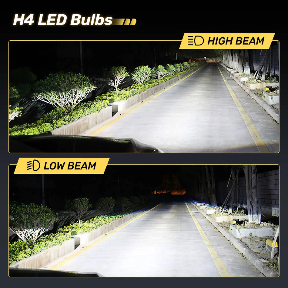 V7 Brightest H4/9003/HB2 150W 360°Full Illumination LED Headlight Bulbs 900% Brighter Than Halogen and 50,000Hrs Lifespan | Hawkglow