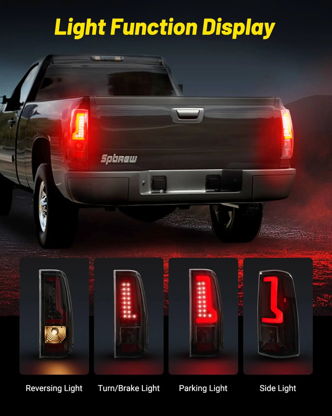 Fit For Chevy Silverado 2003 2004 2005 2006 LED Tail Lights Assembly,  Smoked Tail Lights Truck Rear Lamp Black & Red 1 Pair | Hawkglow