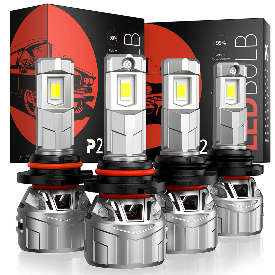 P2 9005/HB3 9006/HB4 LED Headlight Bulbs 130W 6500K White IP68 2 Pairs