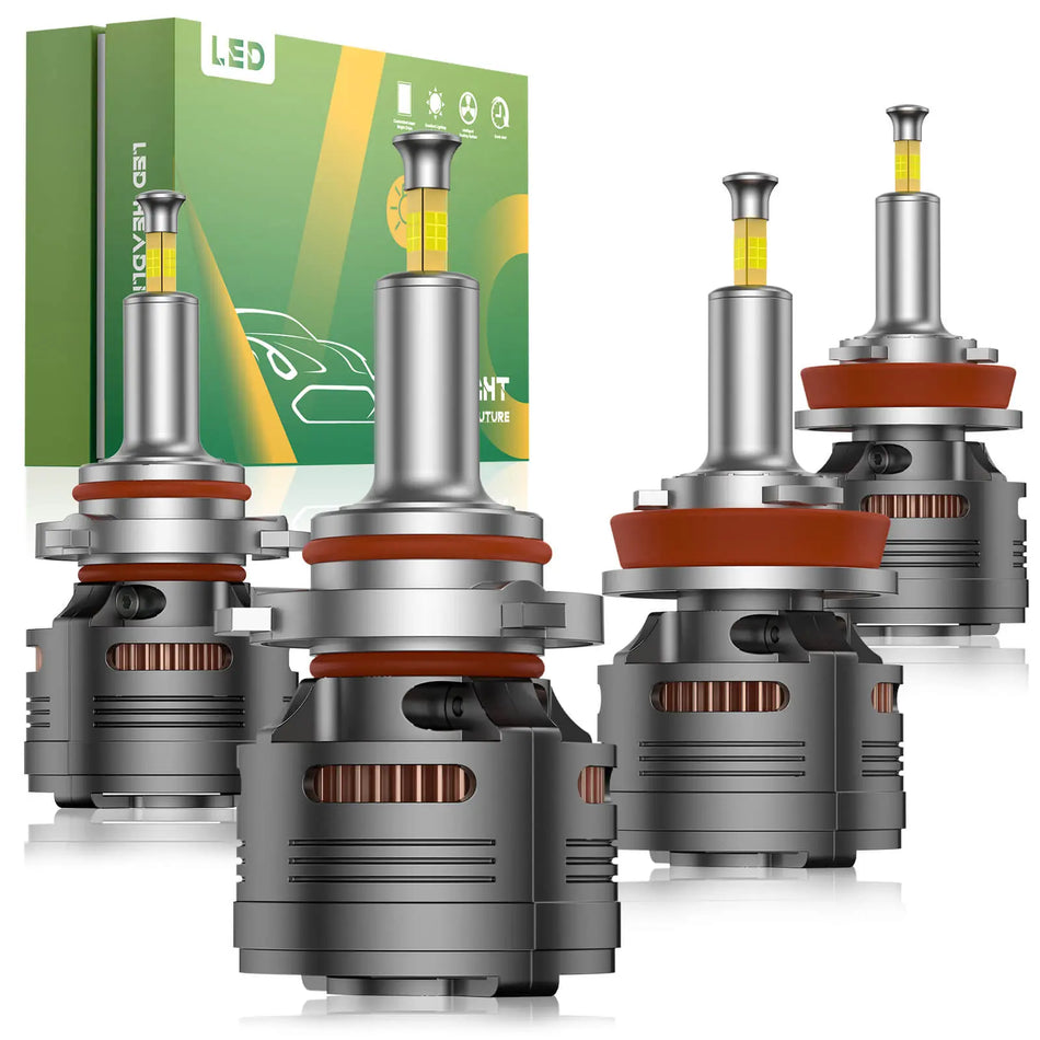 V5 9005/HB3 H11/H8/H9 LED Headlight Bulbs 130W 360° Full Illumination 2 Pairs