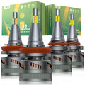 V6 3-Color Temp 9005/HB3 H11/H8/H9 LED Headlight Bulbs 150W 360° Full Illumination 2 Pairs