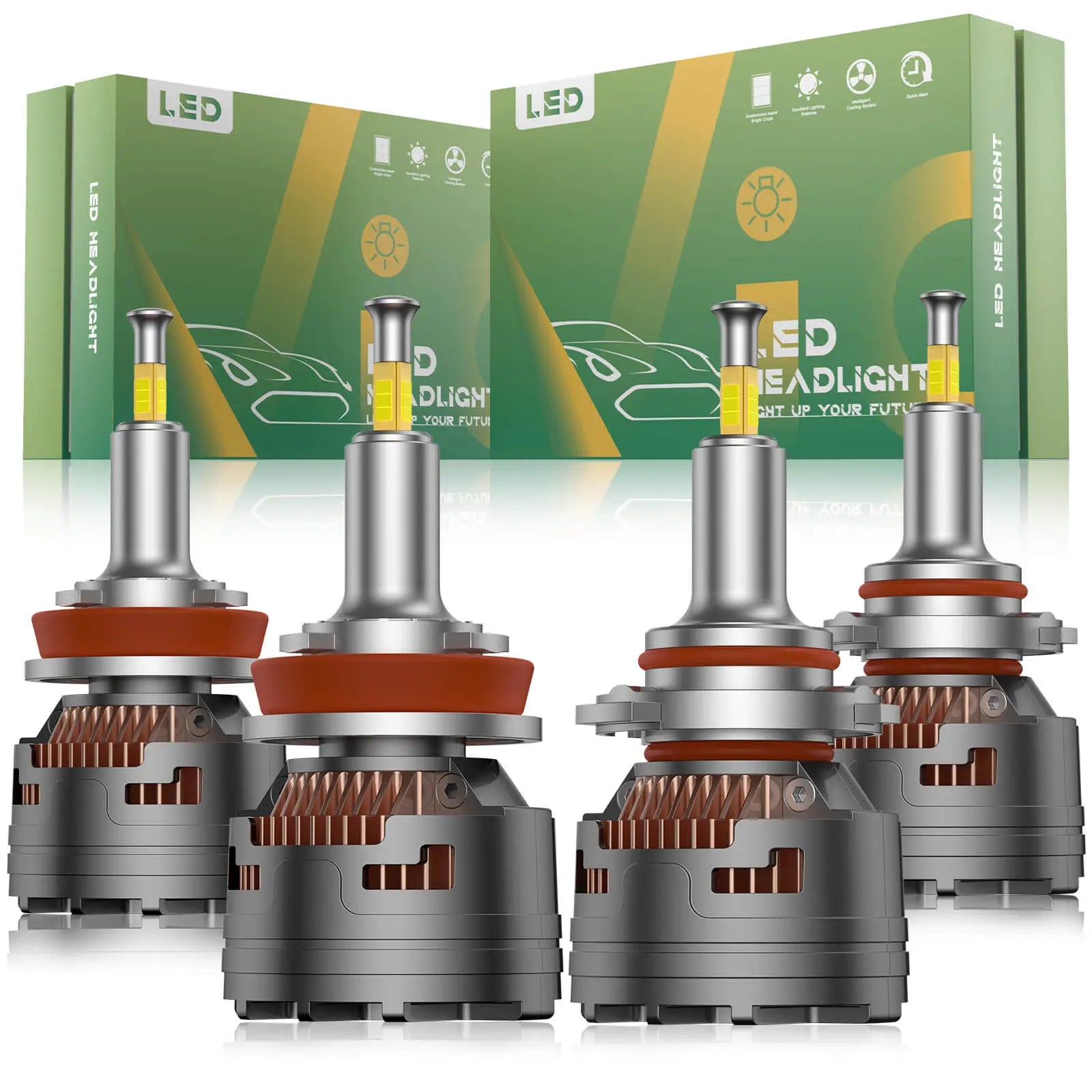 V7 Brightest 150W 360° Full IIlumination 9005/HB3 H11/H8/H9 6500K White 45000LM IP68 LED Headlight Bulbs 2 Pcs | Hawkglow