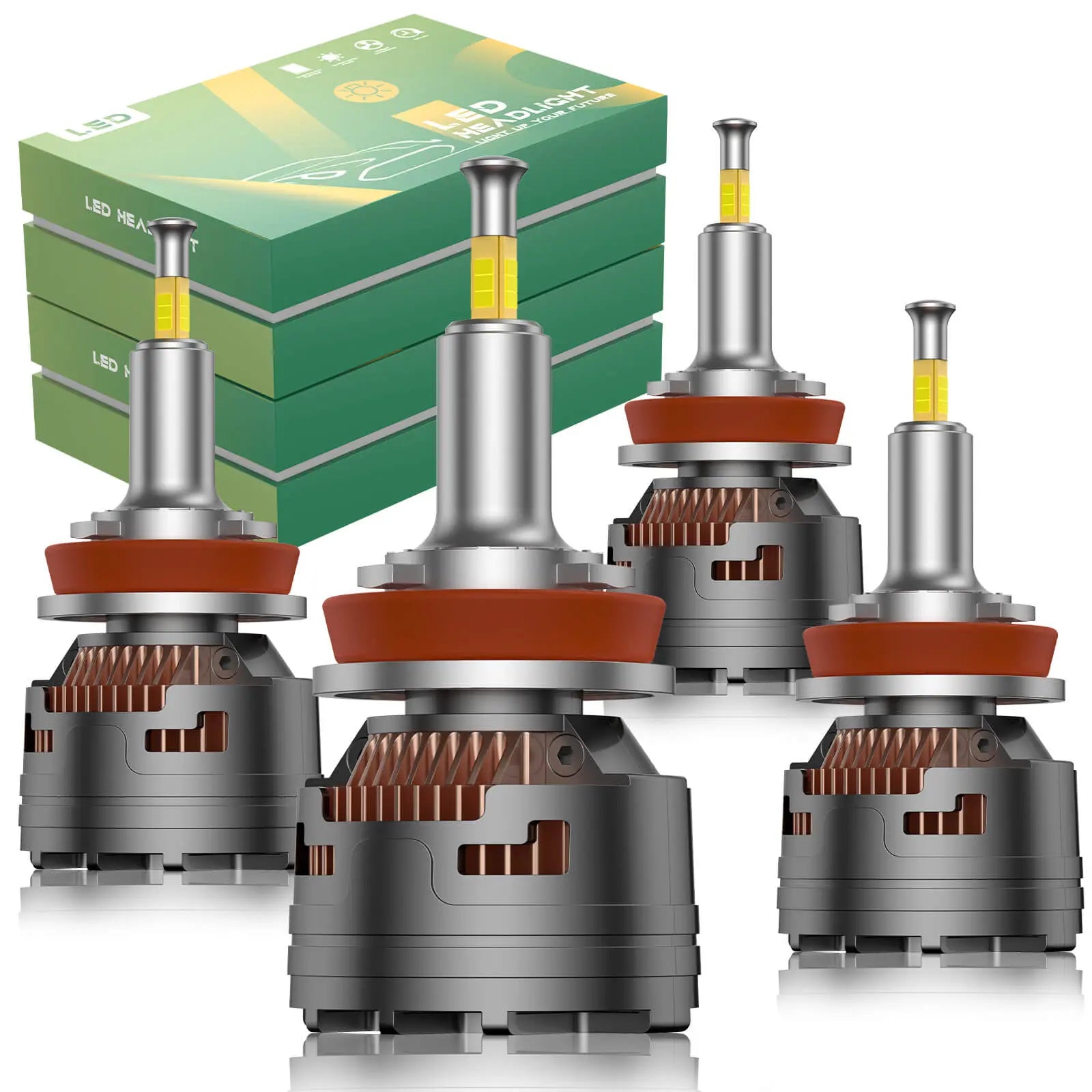 V7 Brightest 150W 360° Full IIlumination 9005/HB3 H11/H8/H9 6500K White 45000LM IP68 LED Headlight Bulbs 2 Pcs | Hawkglow